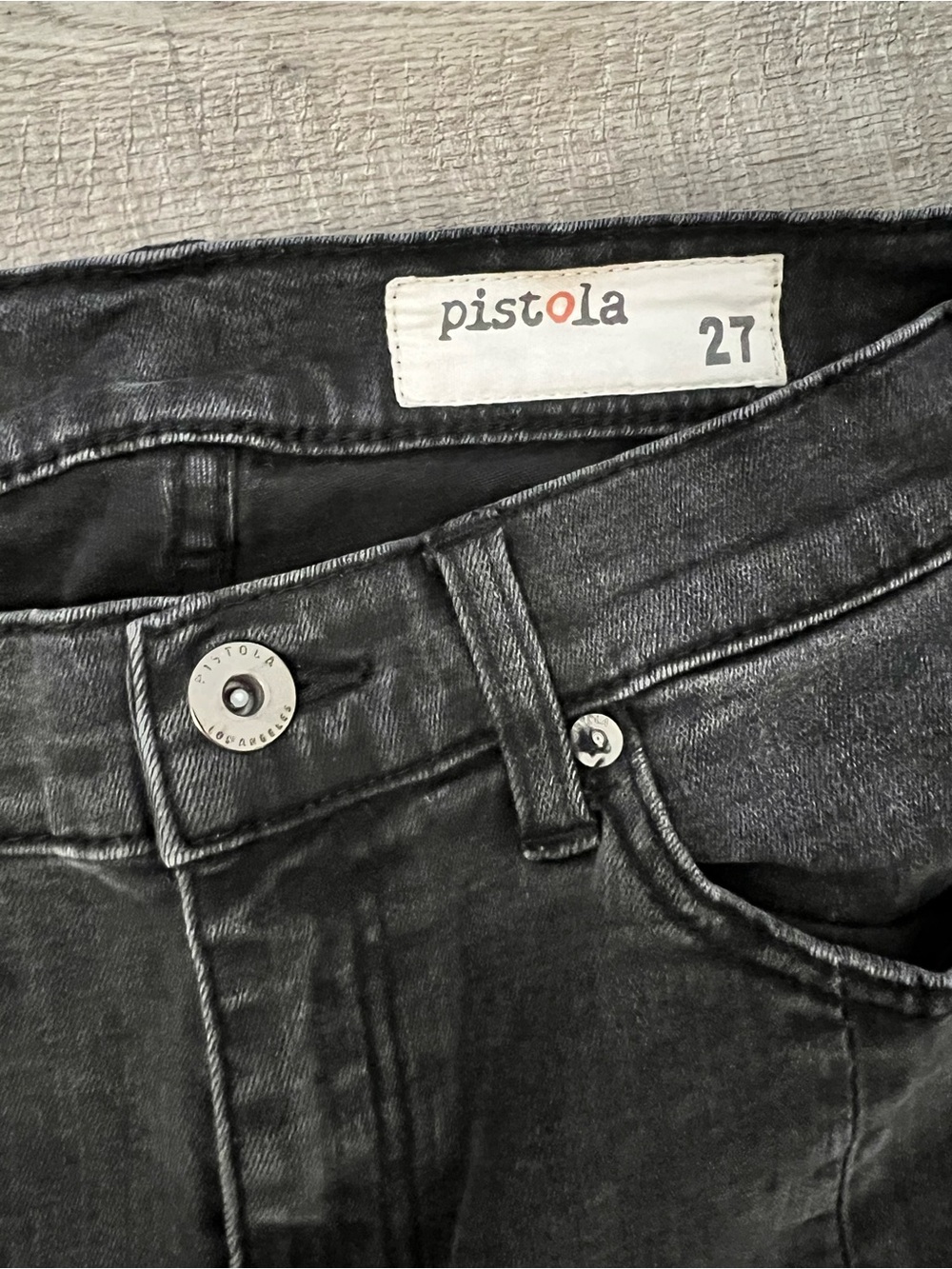 pistola Charcoal Black High-Rise Skinny Jeans with Ankle Slits Sz 27 EUC - Picture 2 of 7